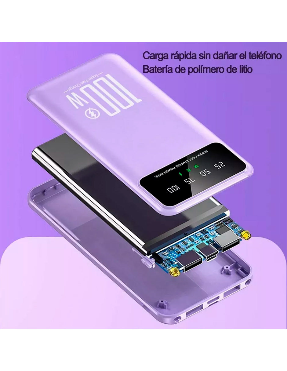 Power Bank PW-2 Petukita Box 20000 mah Lila Con Cable y Pantalla LCD