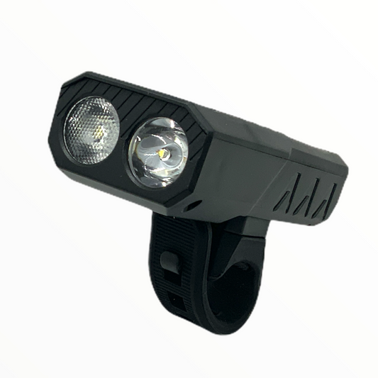 Luz delantera recargable para bicicleta con COB lateral y efecto patrulla