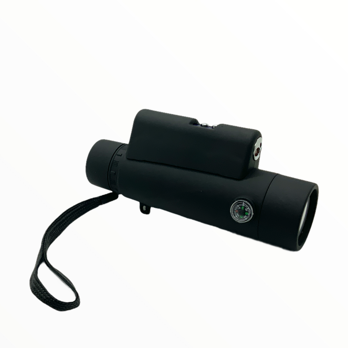 Monocular compacto con luz blanca y azul, láser y brújula