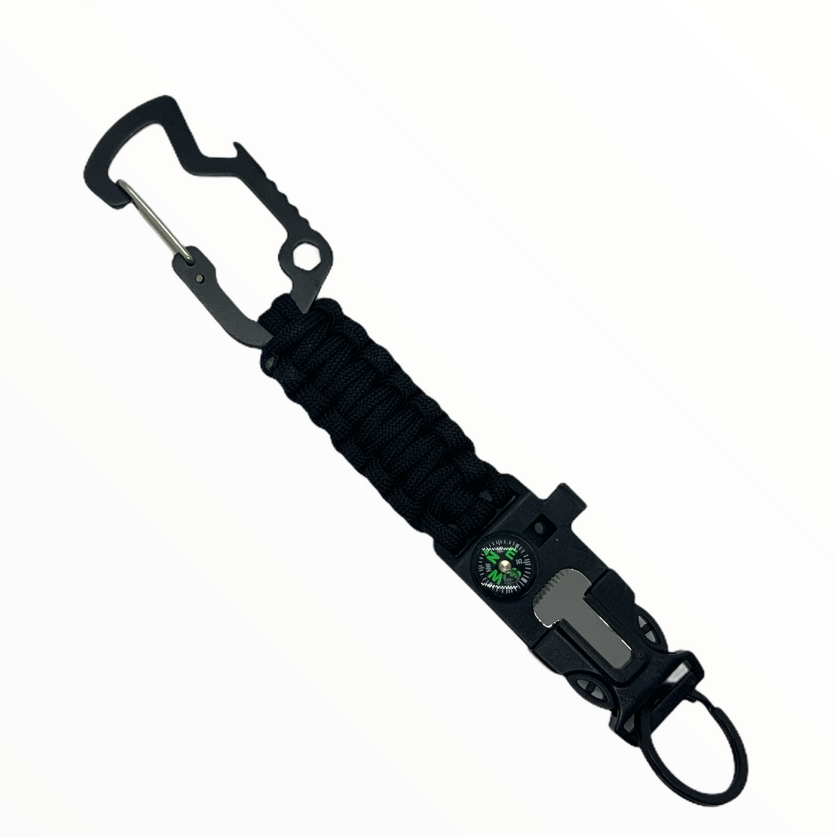 Arnés de supervivencia 8 en 1 con paracord, brújula, silbato y pedernal