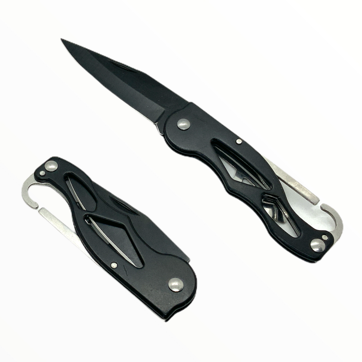 Navaja plegable de campismo con clip y hoja 440C modelo JF019