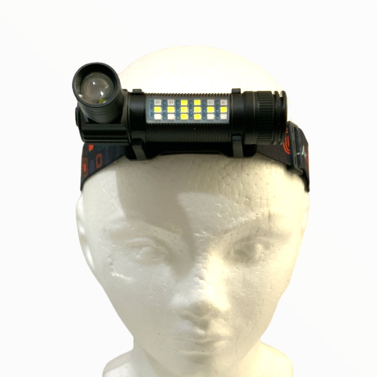 Lámpara frontal desmontable con zoom, COB lateral y efecto patrulla DT519