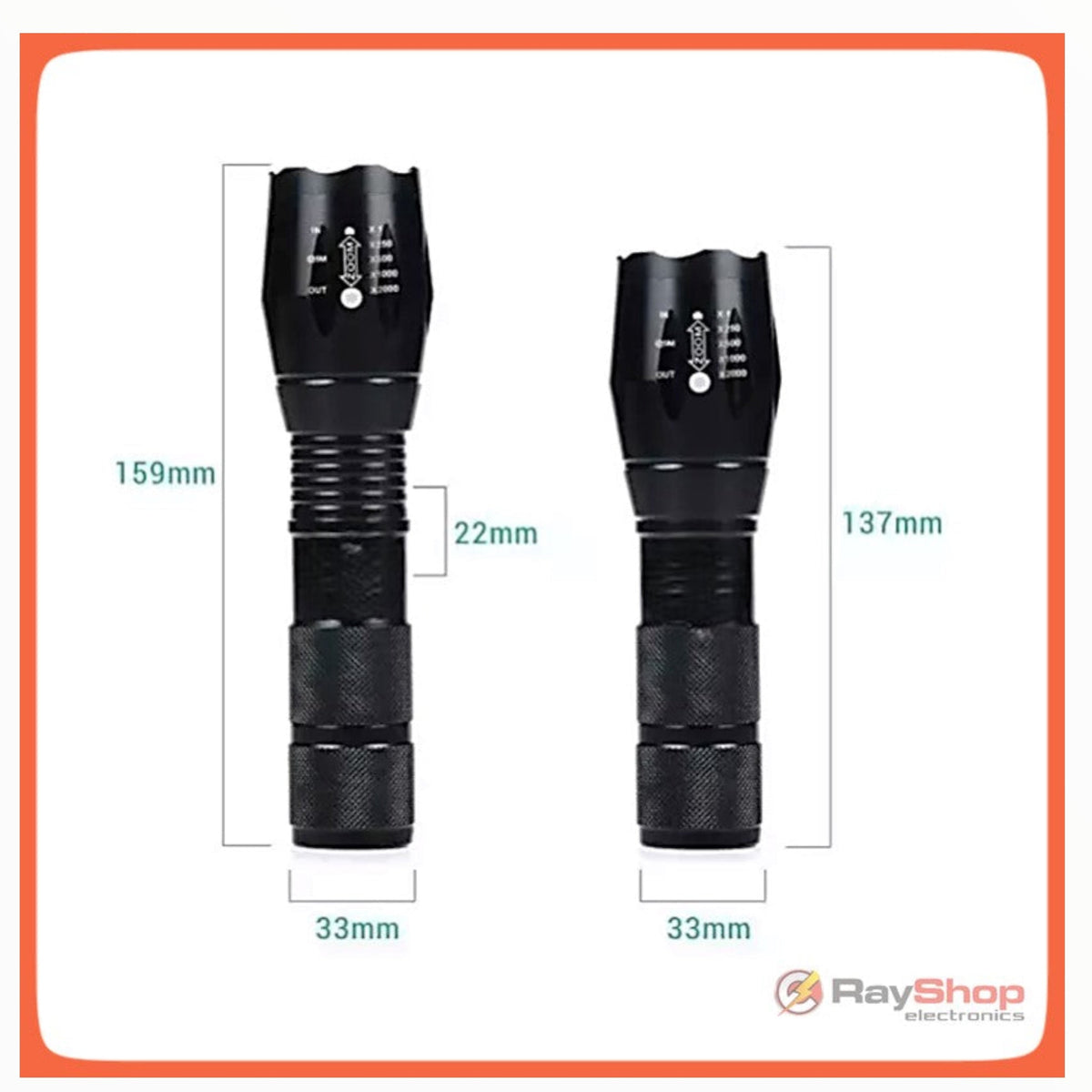 Linterna táctica LED Q5 con zoom y 3000 lúmenes, modelo DT62B - foto 3