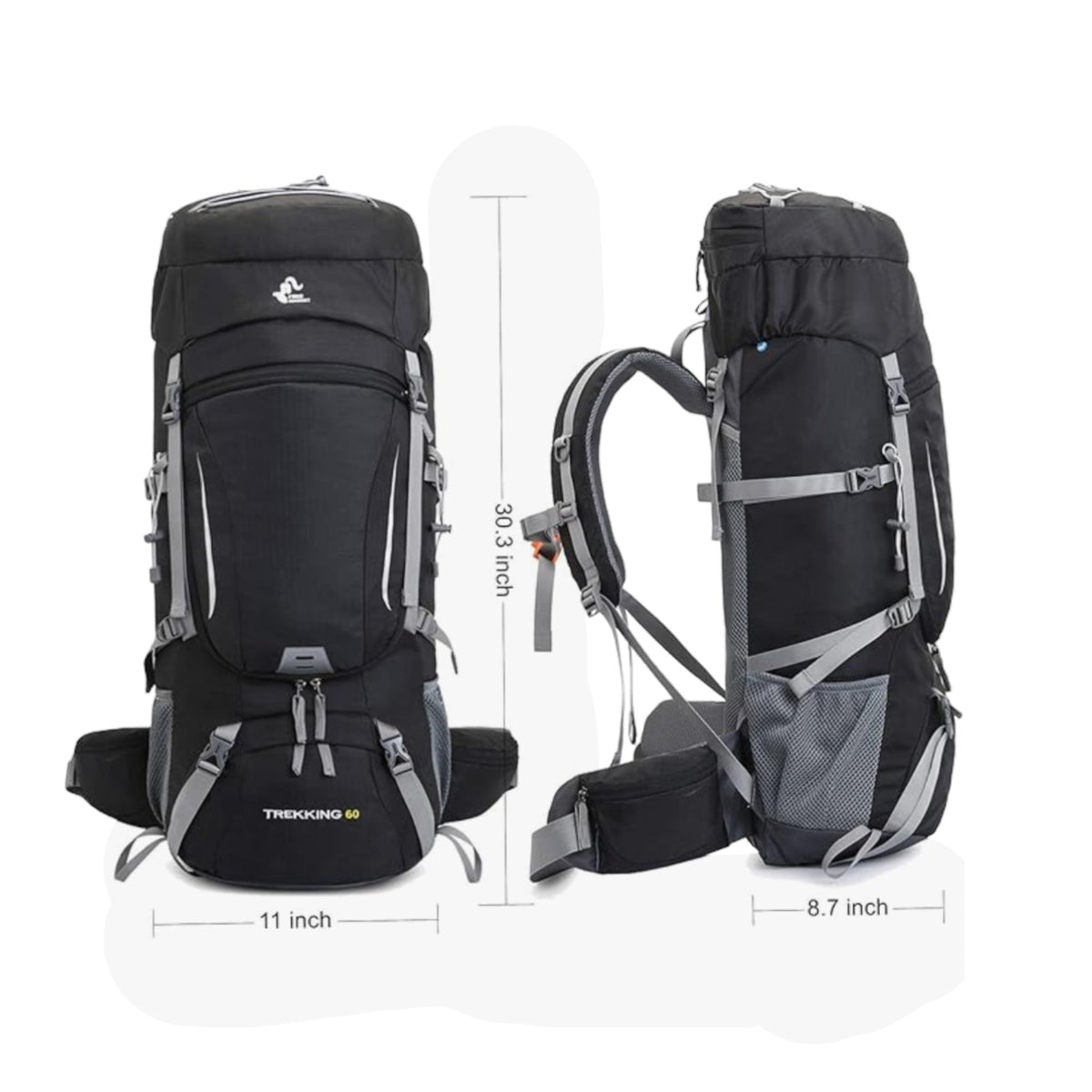 Mochila de 60 litros para escalada y senderismo con cubierta contra lluvia - foto 6