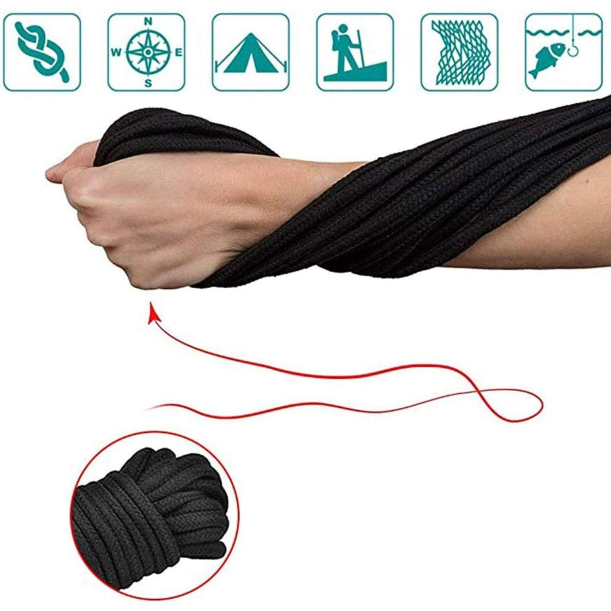 Cuerda de rapel de 10 metros para escalada y escape de emergencia PJ661 - foto 3