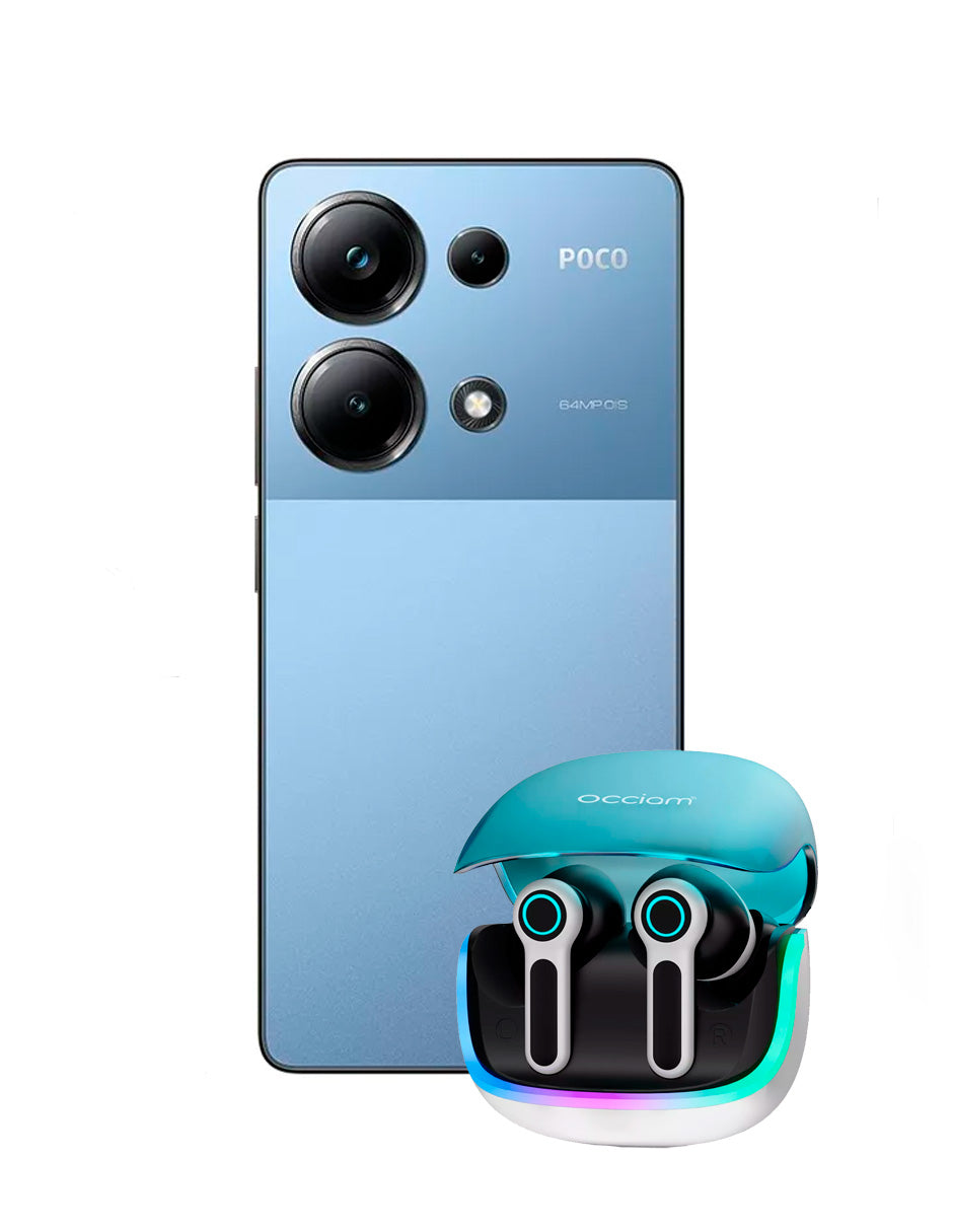 Smart Phone Poco M6 Pro Dual Sim 256 gb 8 gb Ram + Audífonos G07 In Ear Blue