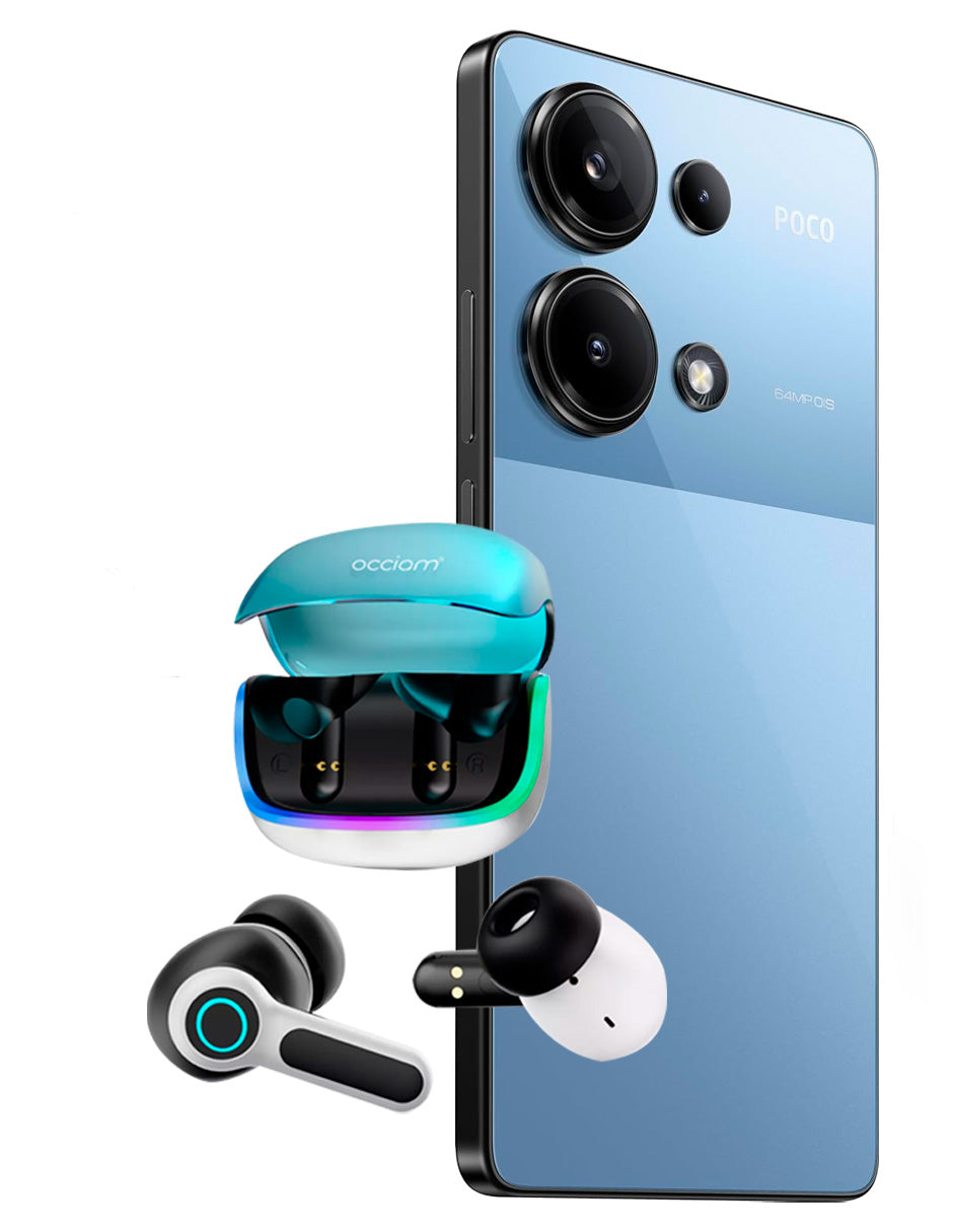 Smart Phone Poco M6 Pro Dual Sim 256 gb 8 gb Ram + Audífonos G07 In Ear Blue