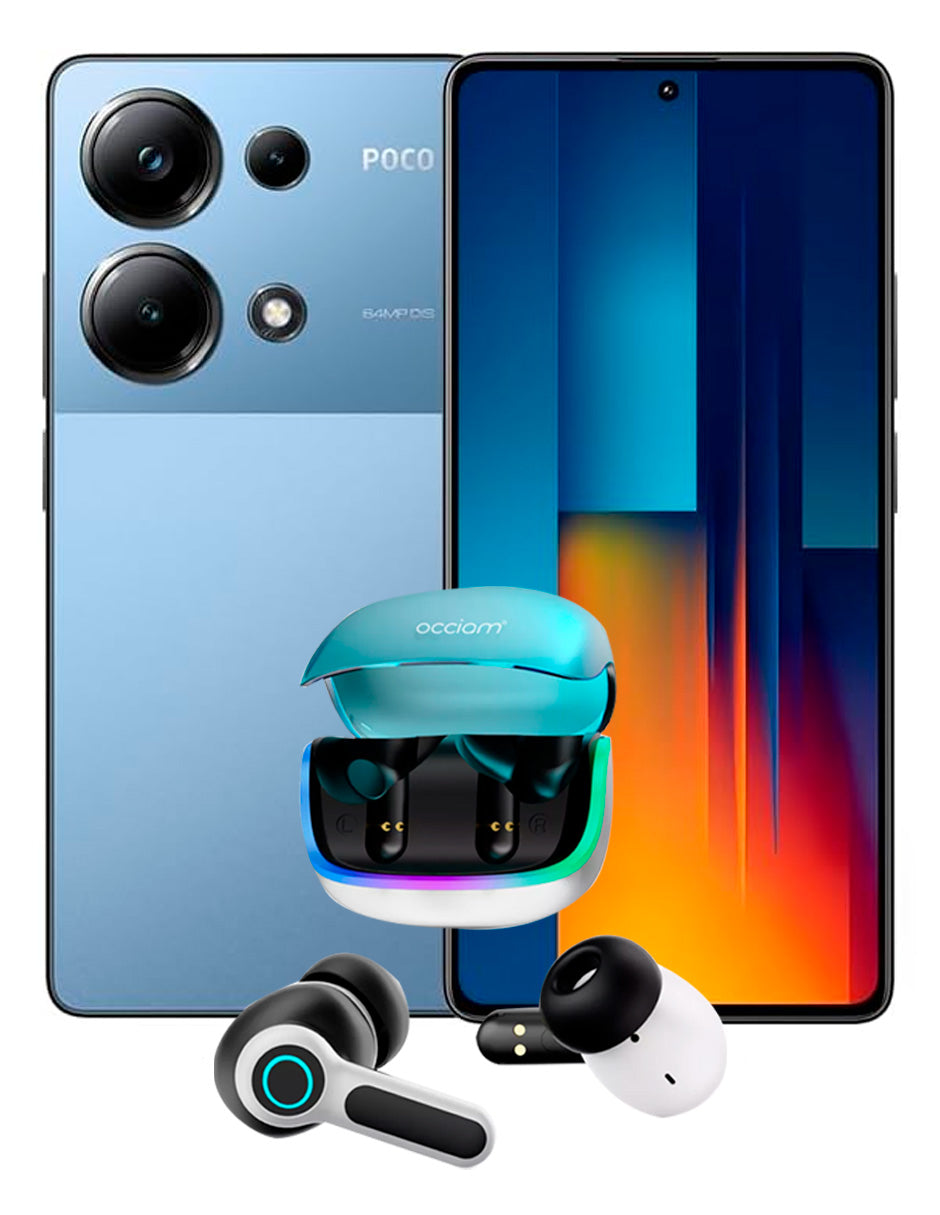 Smart Phone Poco M6 Pro Dual Sim 256 gb 8 gb Ram + Audífonos G07 In Ear Blue