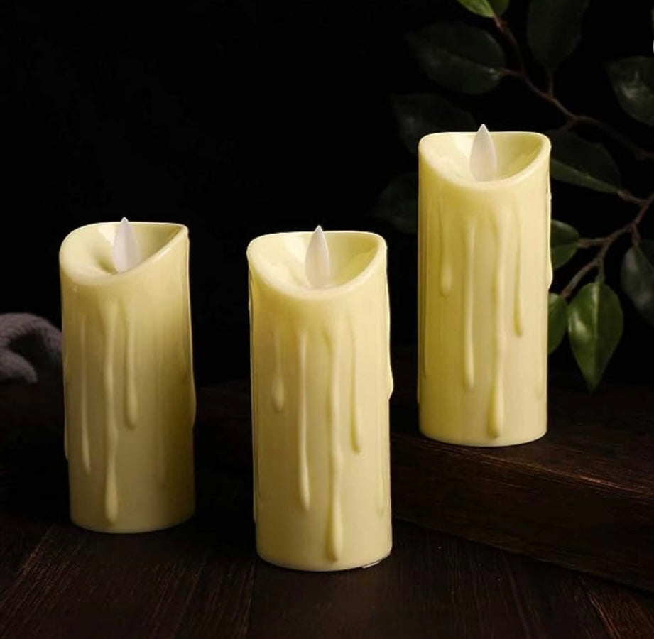 Vela LED de luz ámbar con llama de plástico que se mueve, modelo R-003
