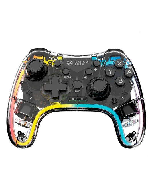 Control Inalámbrico Pro Transparente para Nintendo Switch con Luz RGB Multicolor