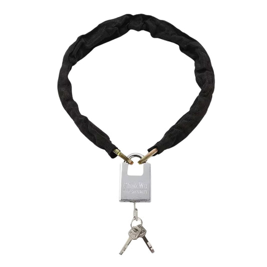 Cadena antirrobo de 98 cm con candado y funda de tela para moto y bici
