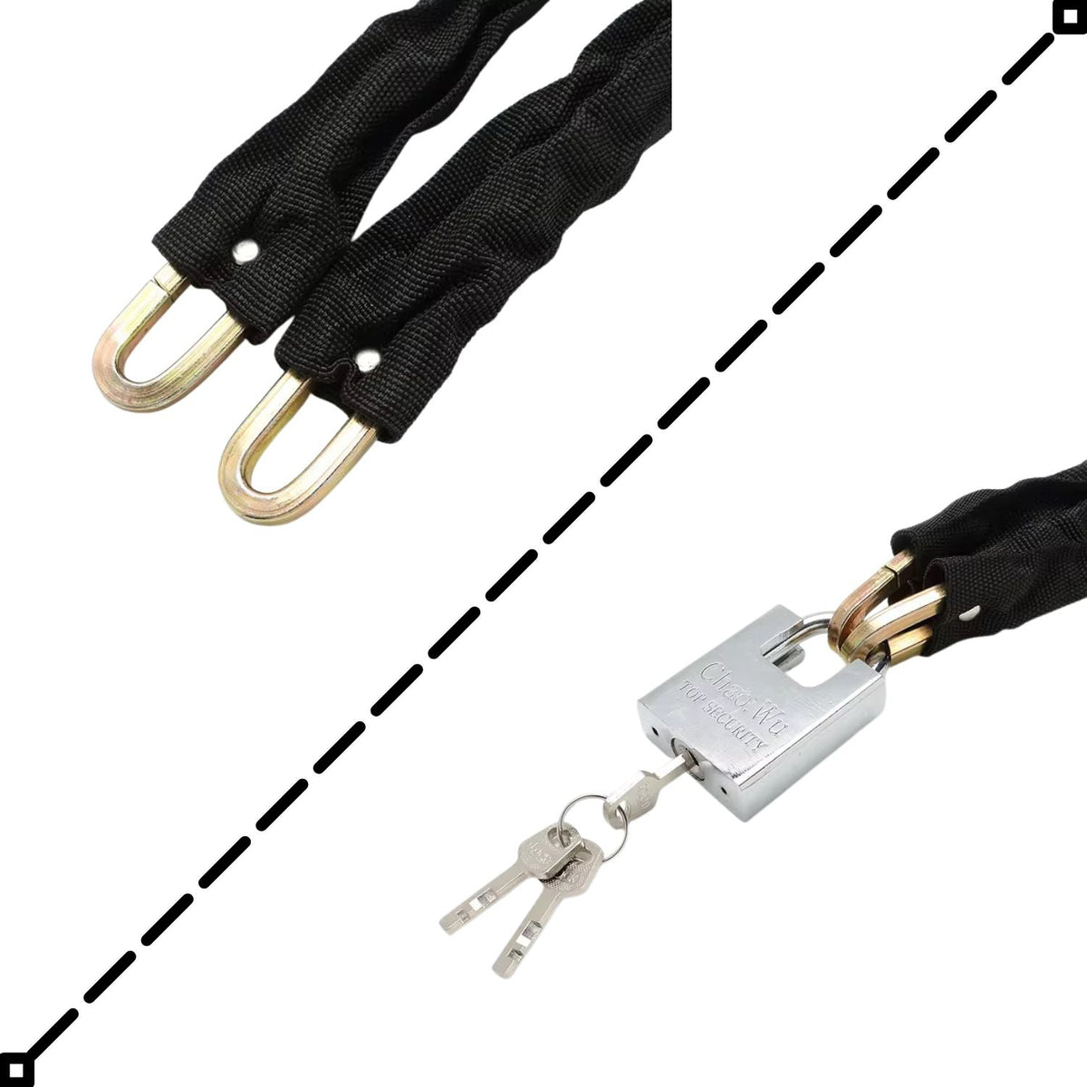 Cadena antirrobo de 98 cm con candado y funda de tela para moto y bici - foto 3