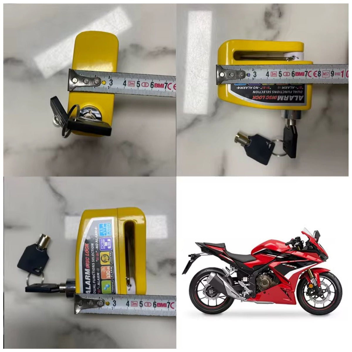 Candado de disco con alarma de 130 dB y sensor de movimiento, push-to-lock - foto 5