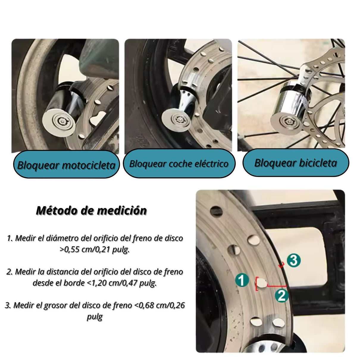 Candado de disco de freno con cierre a presión y 2 llaves tubulares - foto 2