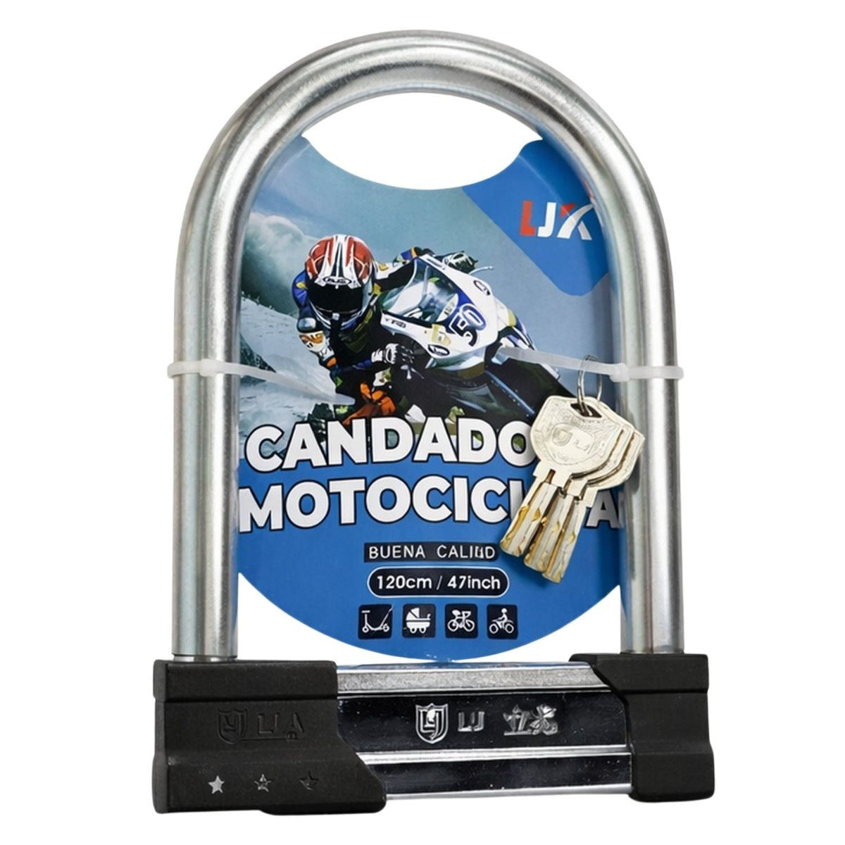 Candado tipo U antirrobo de alta resistencia con llaves para moto y bici