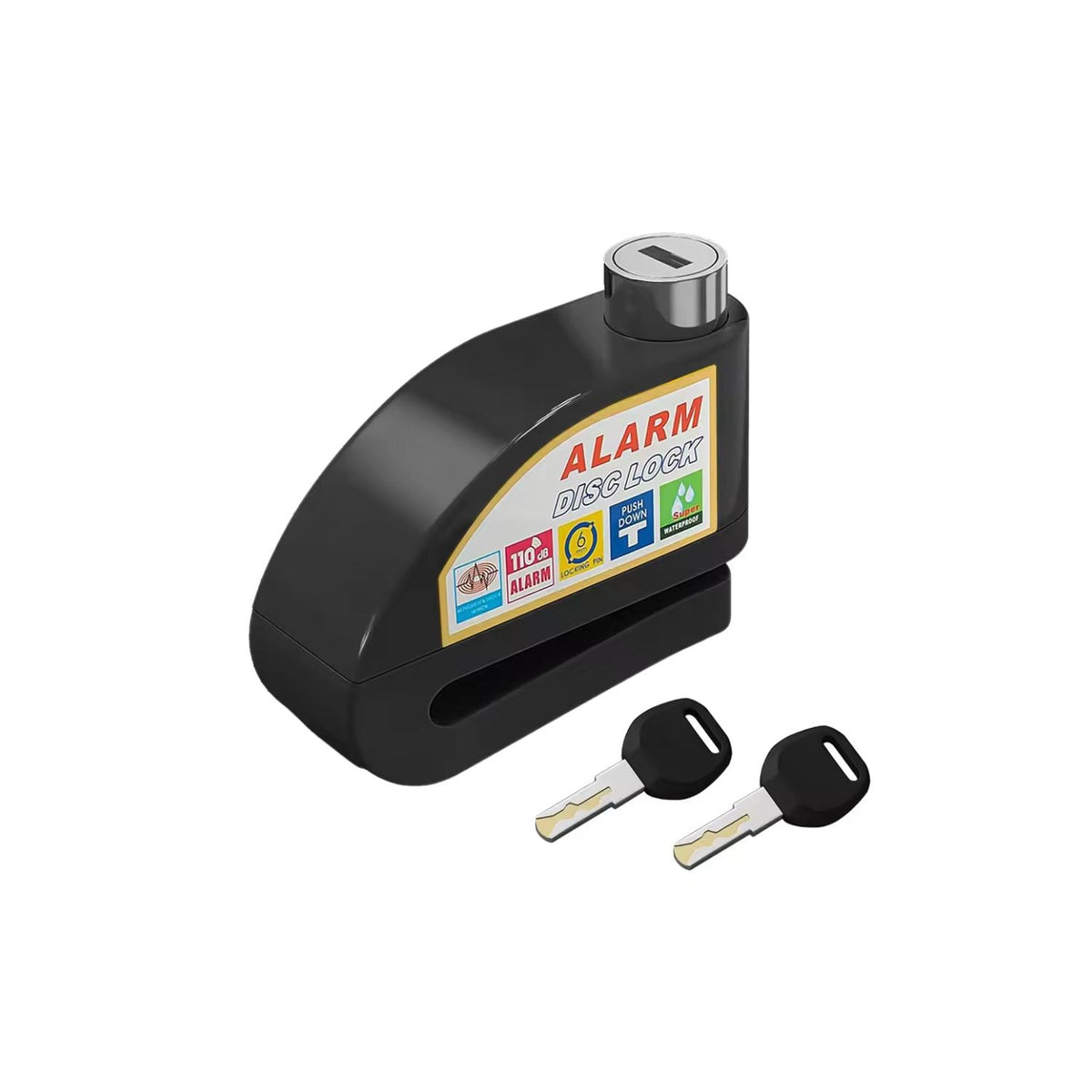 Candado de disco con alarma de 110 dB y sensor de movimiento, pasador de 6 mm