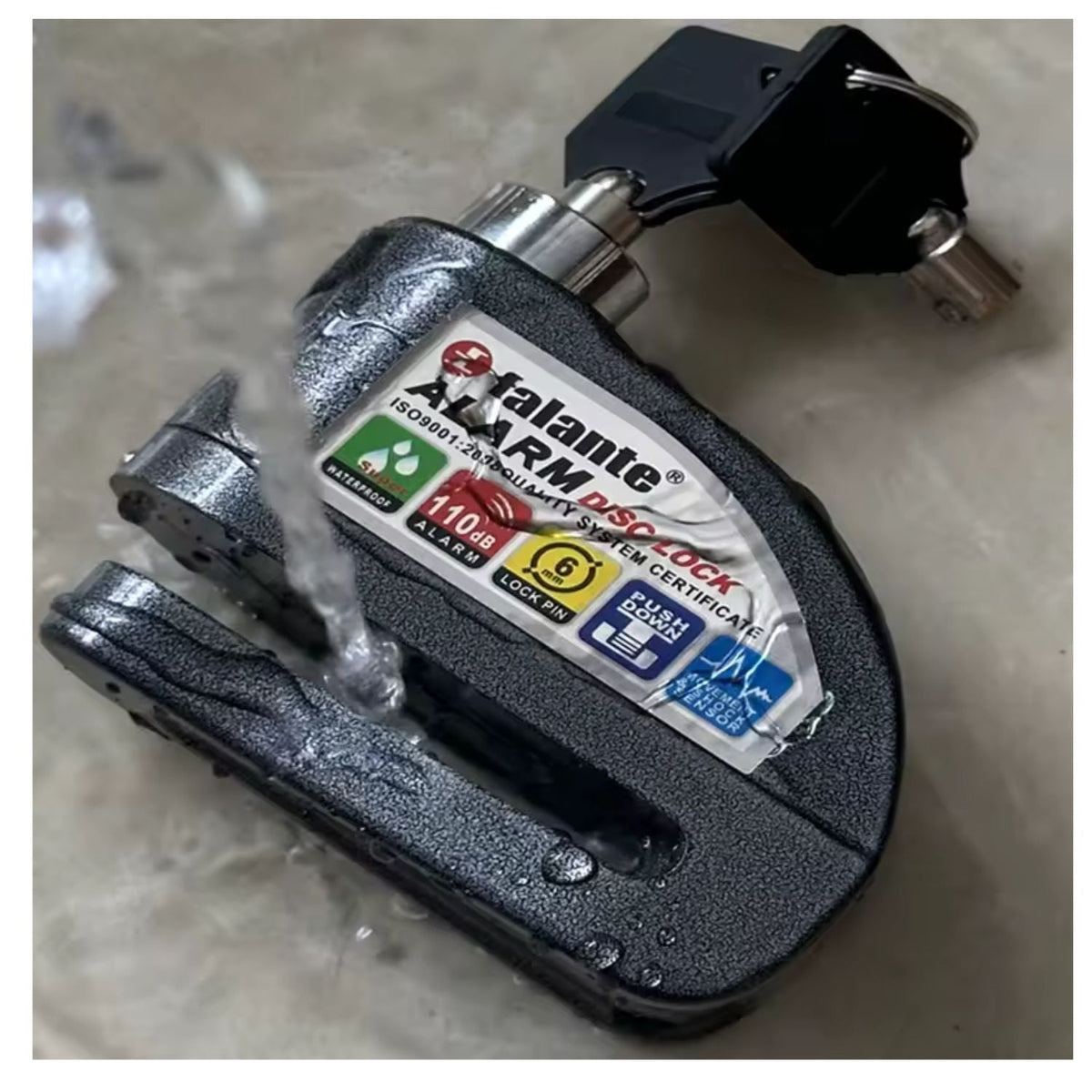Candado de disco con alarma de 110 dB y sensor de movimiento, pasador de 6 mm - foto 4