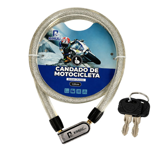 Candado de cable de acero flexible de 120 cm para moto