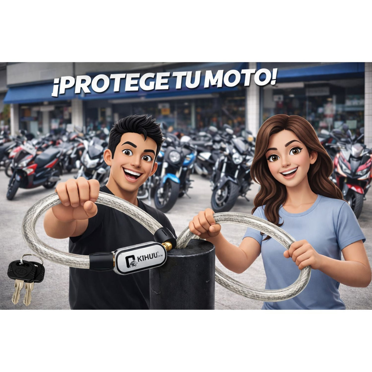 Candado de cable de acero flexible de 120 cm para moto - foto 3
