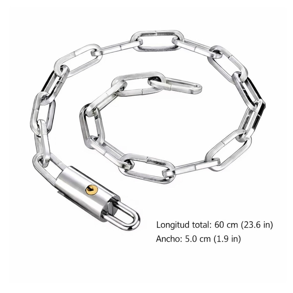 Cadena antirrobo de acero reforzado de 60 cm para bici, scooter o moto ligera - foto 3