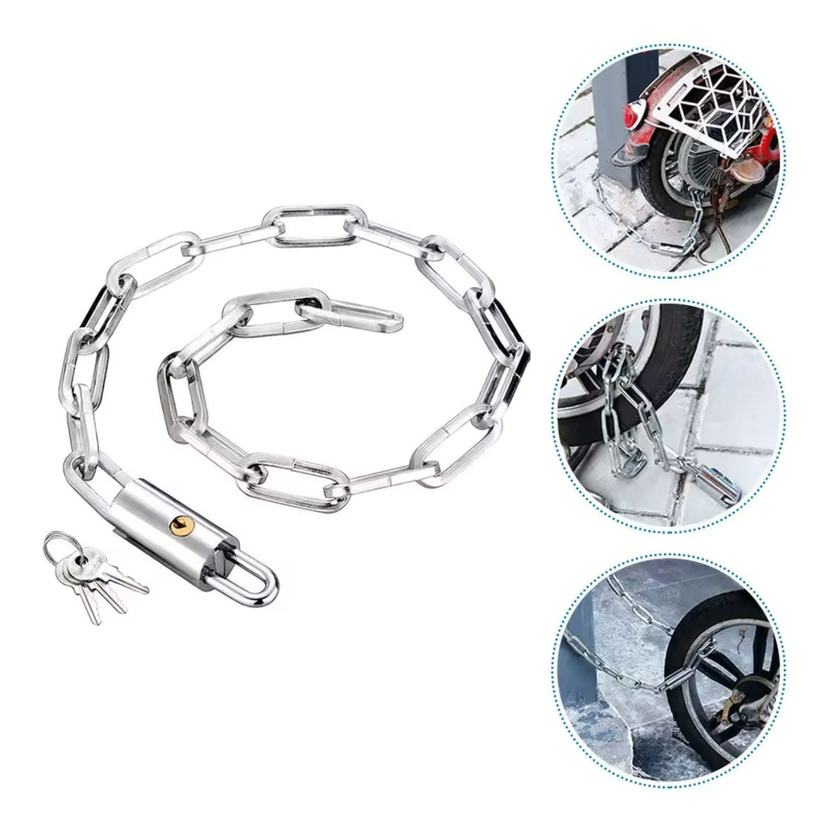 Cadena antirrobo de acero reforzado de 60 cm para bici, scooter o moto ligera - foto 5