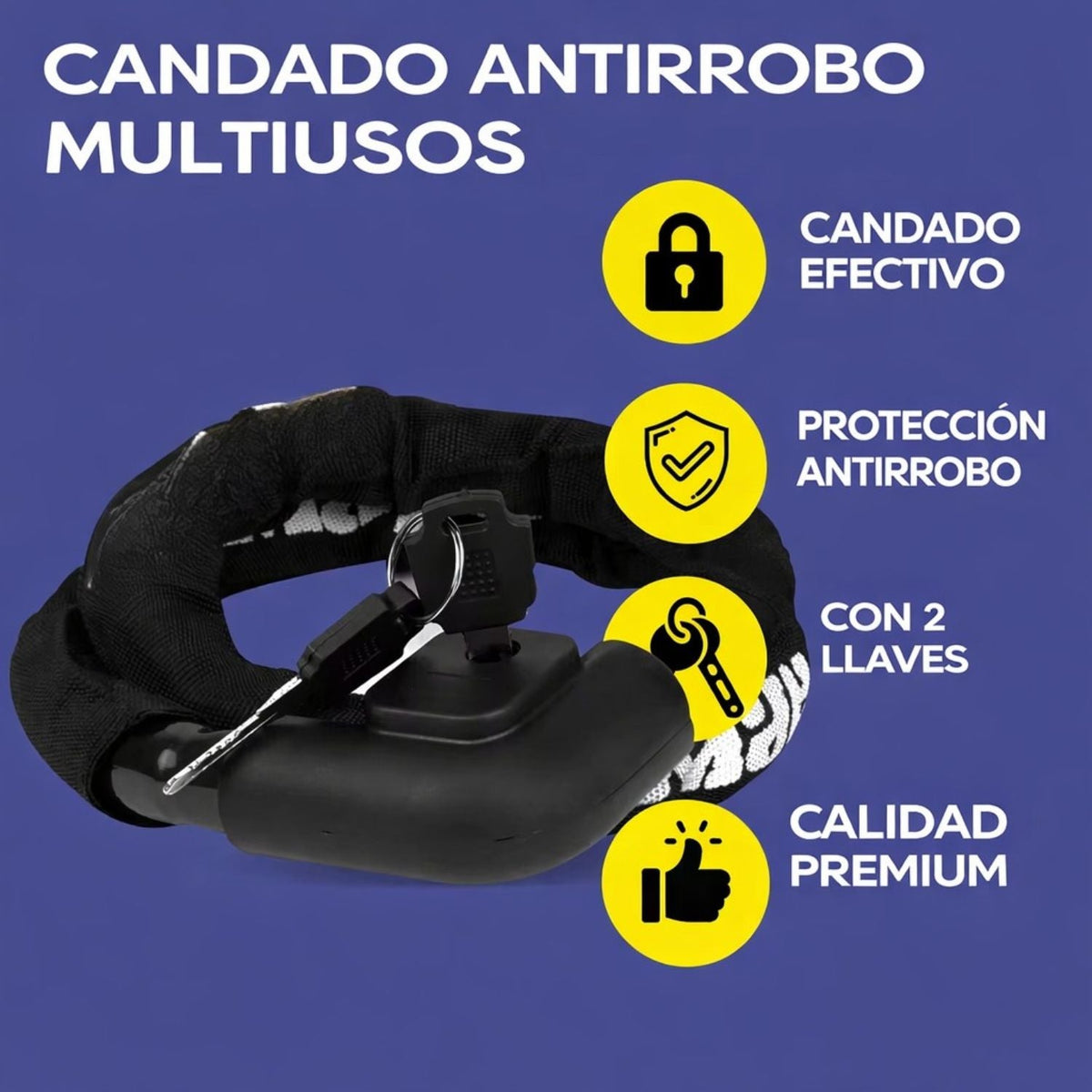 Candado de cable reforzado de 120 cm y 22 mm para moto y bici - foto 5