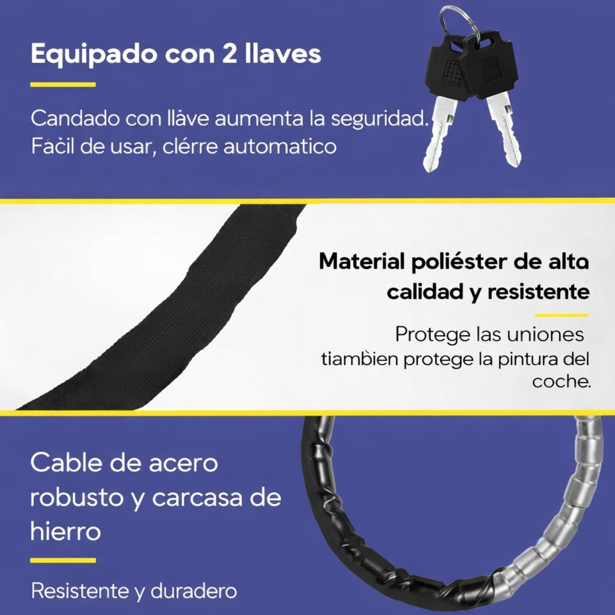 Candado de cable reforzado de 120 cm y 22 mm para moto y bici - foto 6