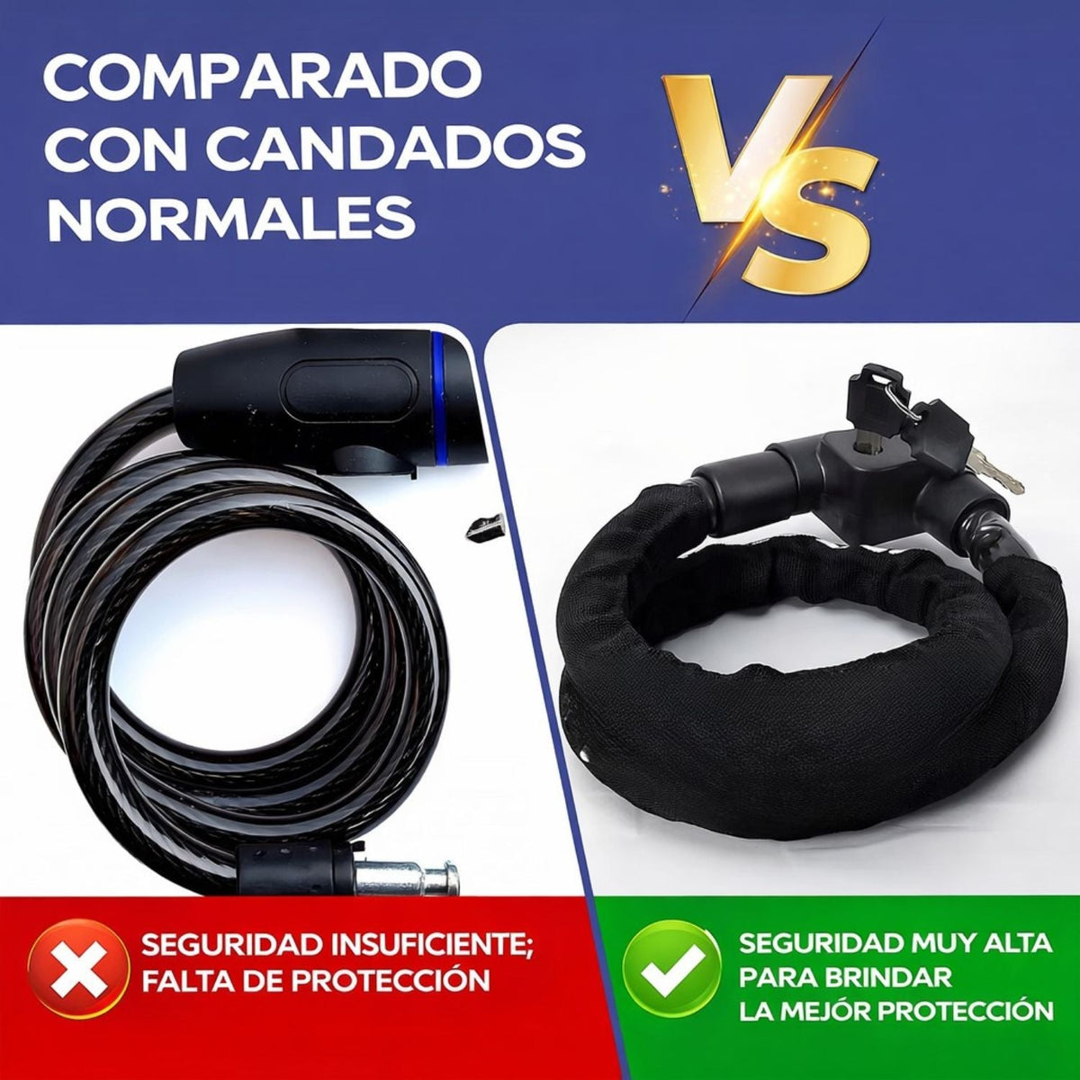Candado de cable reforzado de 120 cm y 22 mm para moto y bici - foto 7