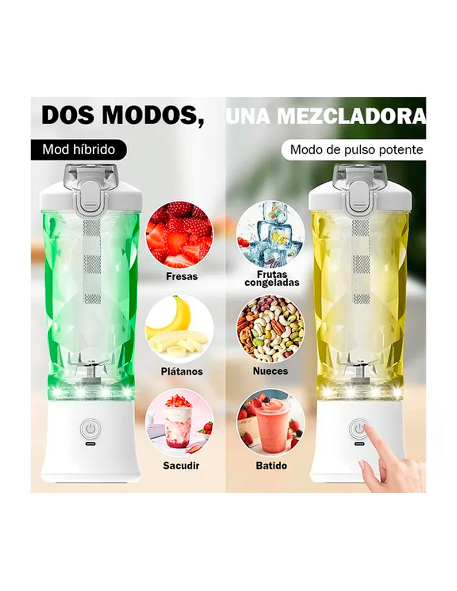 Mini Licuadora Portátil Recargable Usb 20 Onzas 600 ml Blanca
