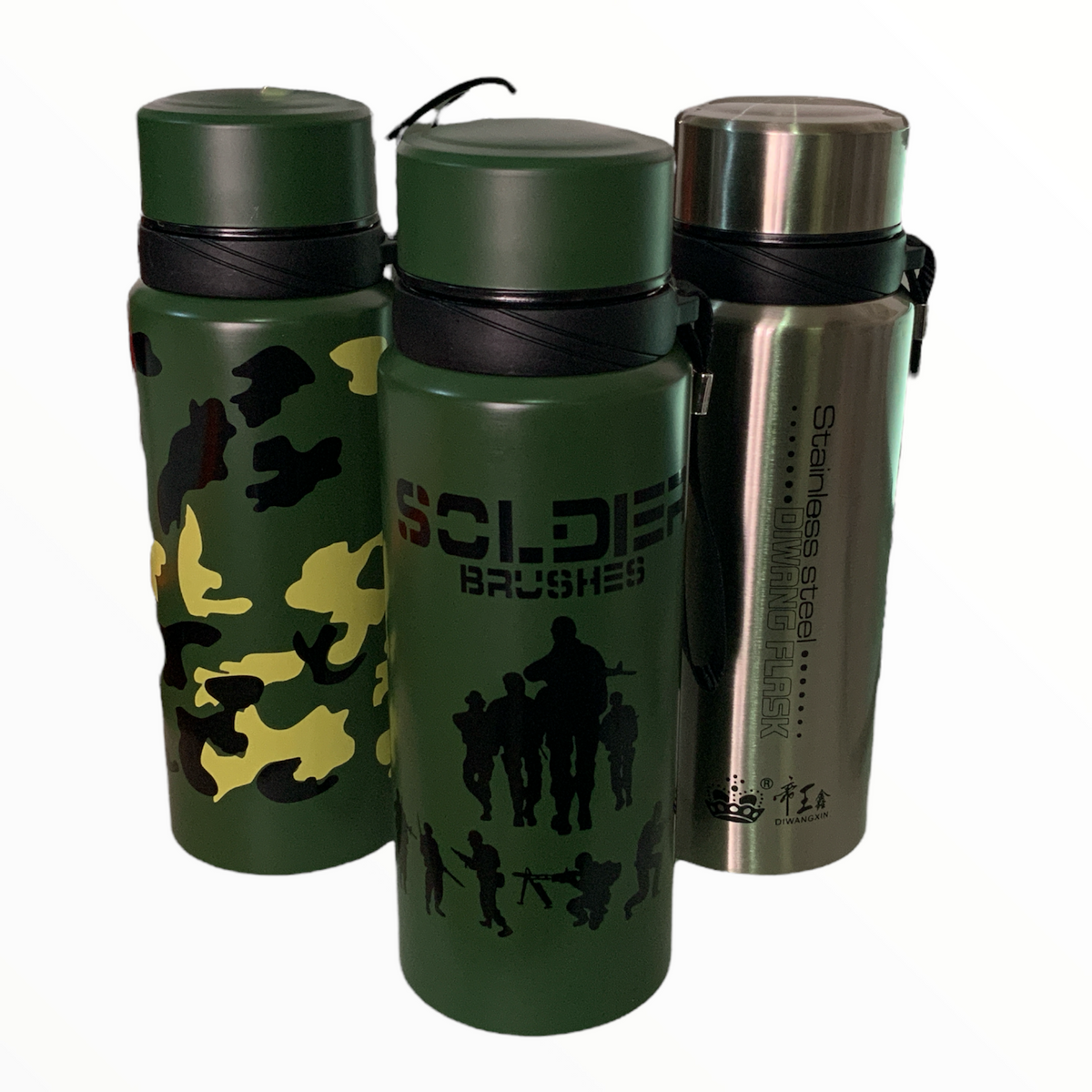 Termo de acero inoxidable para camping, gris o verde SH007