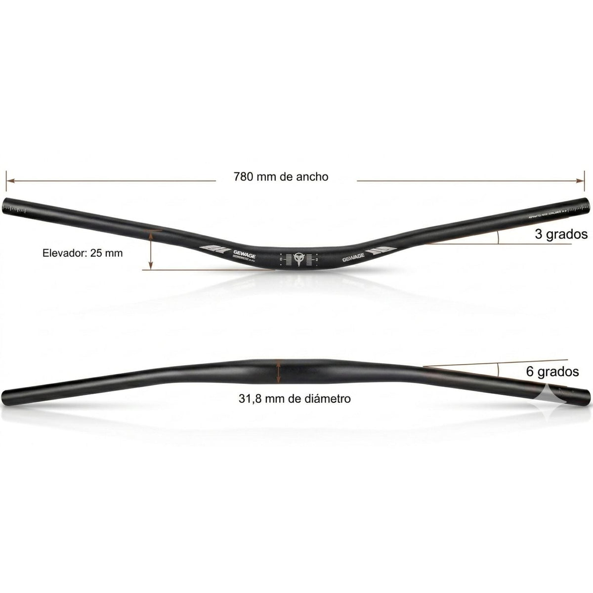 Manubrio riser de bicicleta de 780 mm para trail, enduro y all mountain - foto 4