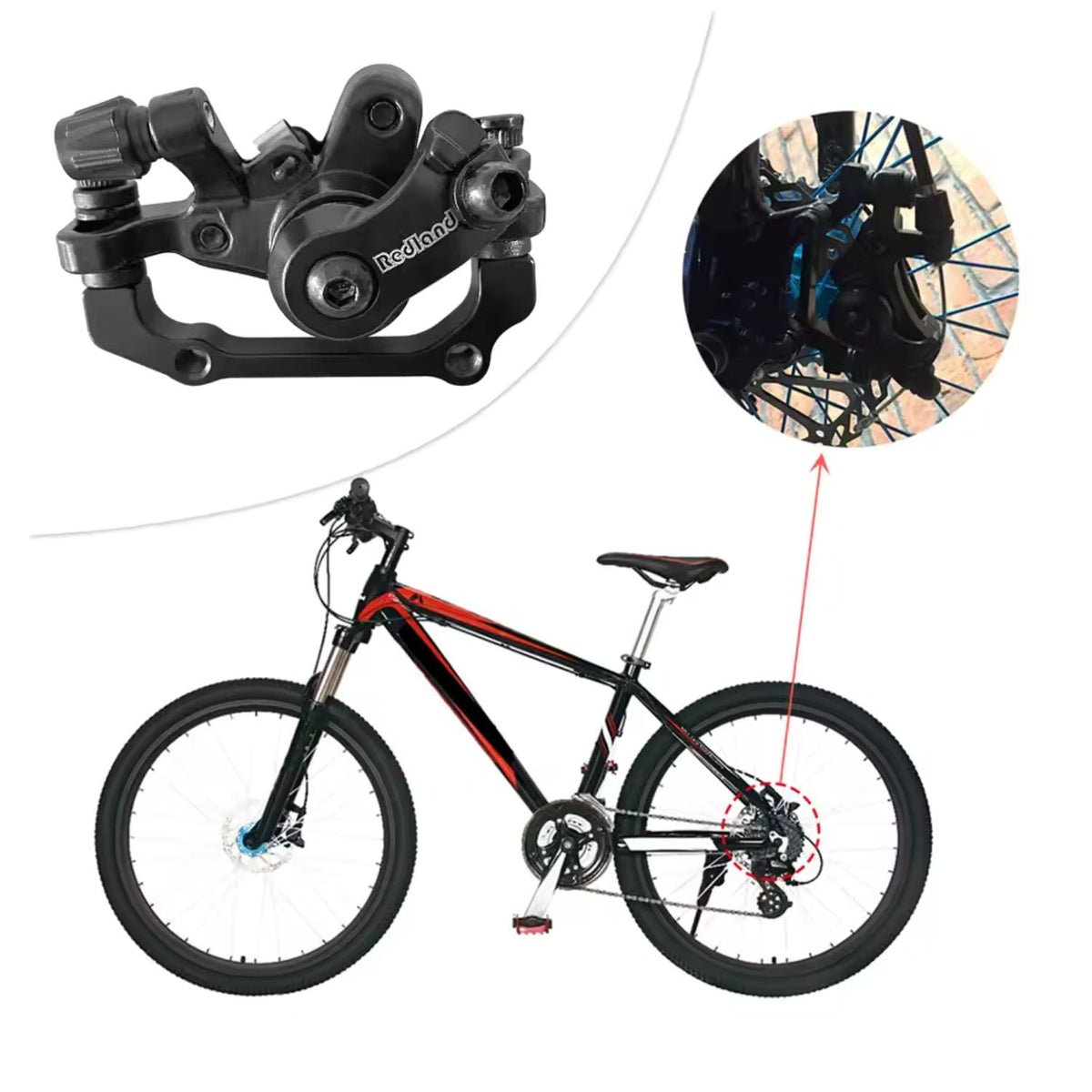 Cáliper mecánico trasero para freno de disco de bicicleta, 160 y 180 mm - foto 4