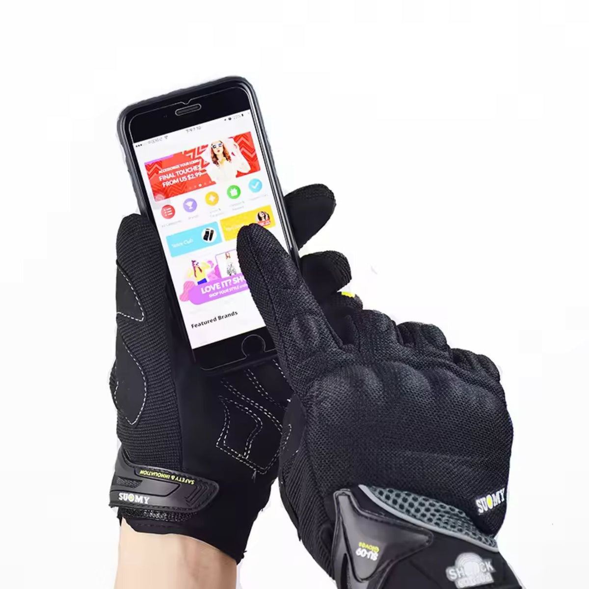 Guantes de moto con nudillos rígidos y compatibles con pantalla táctil - foto 4