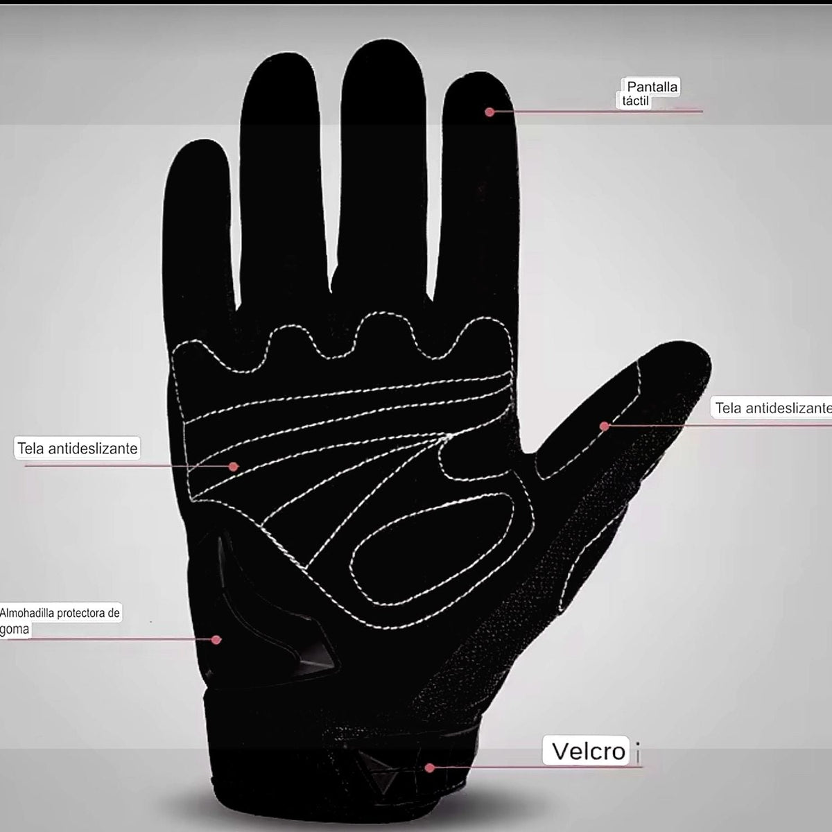 Guantes de moto reflectantes con protección en nudillos y puntas táctiles - foto 3