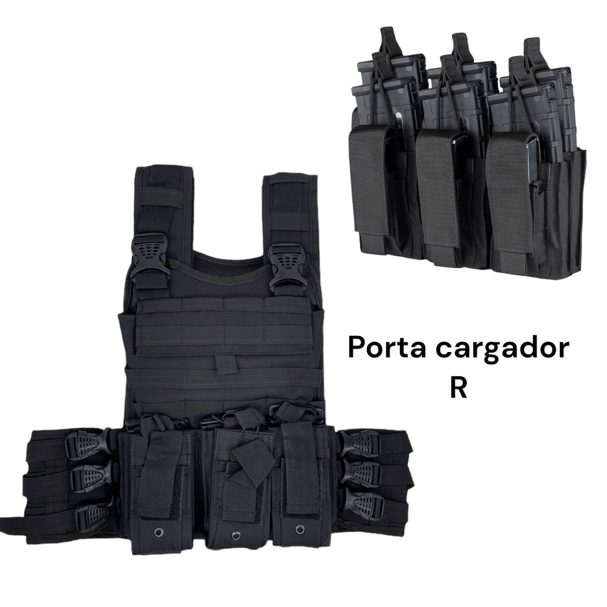 Chaleco porta placas con porta cargadores, Molle y área para parches - foto 10