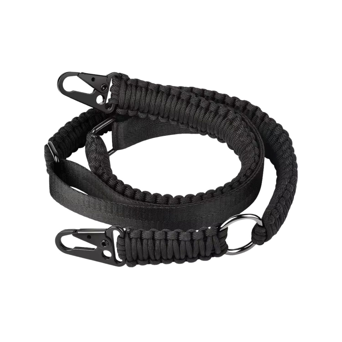 Portafusil táctico en Y de paracord con anillo metálico y mosquetón