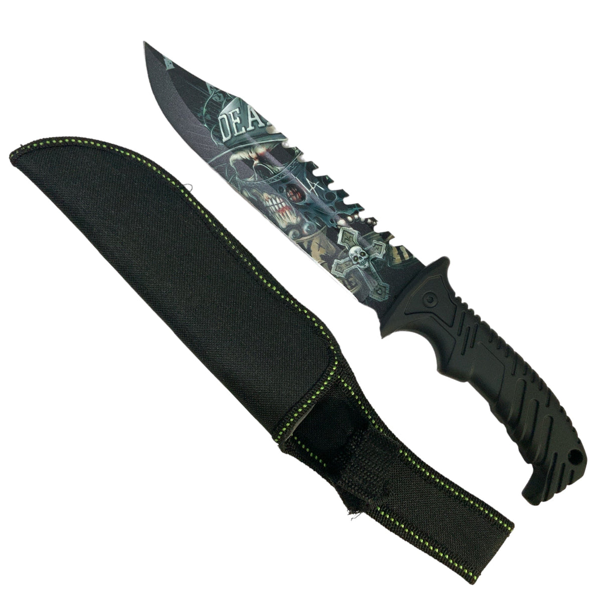 Cuchillo con diseño de calavera y funda, modelo SN122