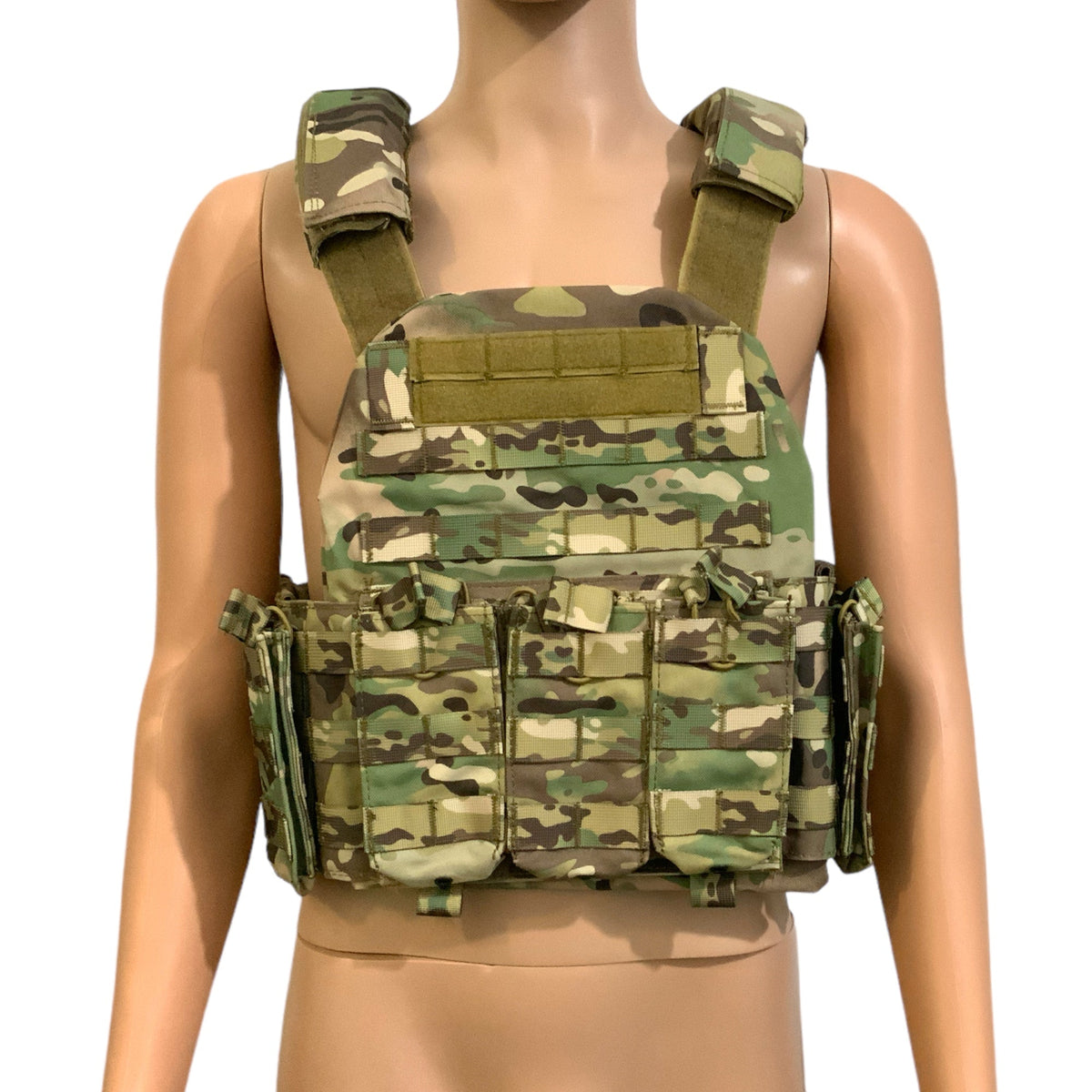 Chaleco táctico MOLLE con porta cargadores y material reforzado, SN124