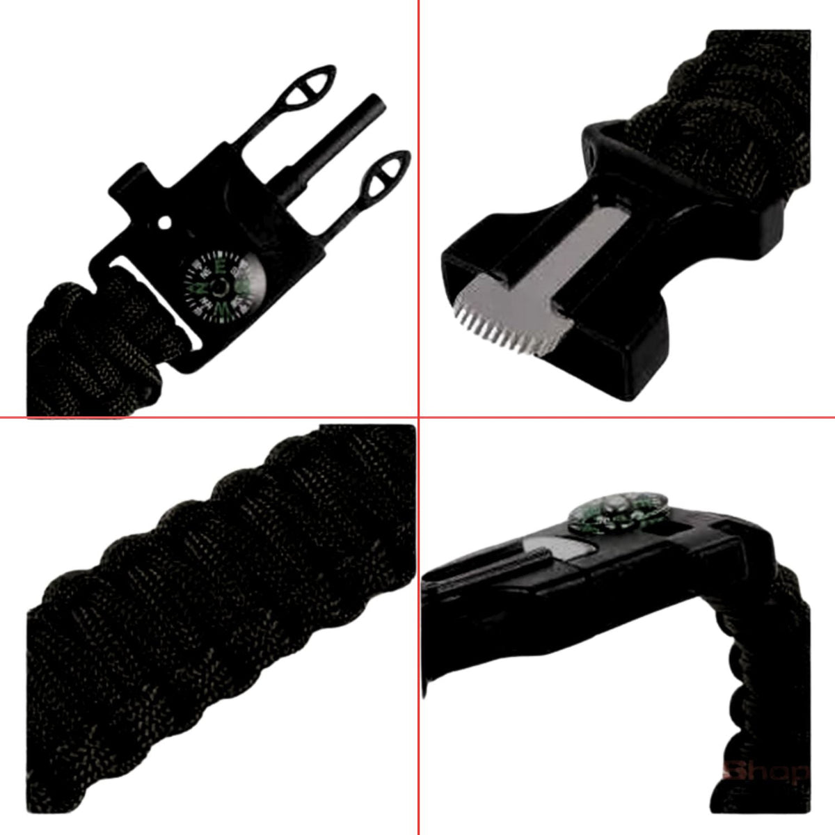 Pulsera paracord 5 en 1 con brújula, pedernal y sierra SN180 - foto 3