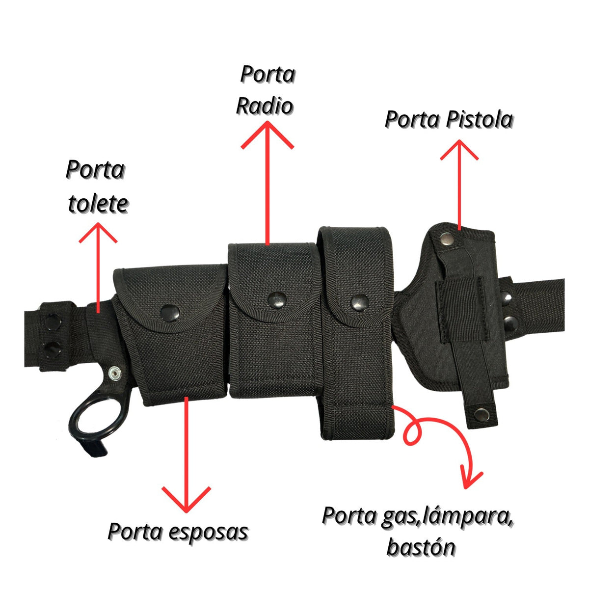 Fornitura de seguridad 5 en 1 con porta arma, esposas, tolete y lámpara SN195 - foto 2