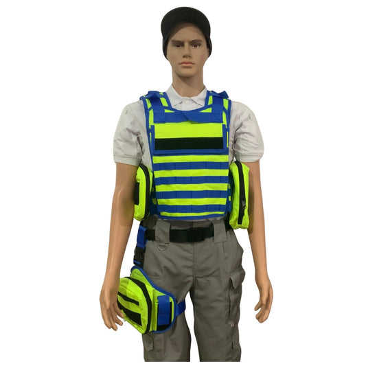 Chaleco paramédico de alta visibilidad con bolsas MOLLE y piernera