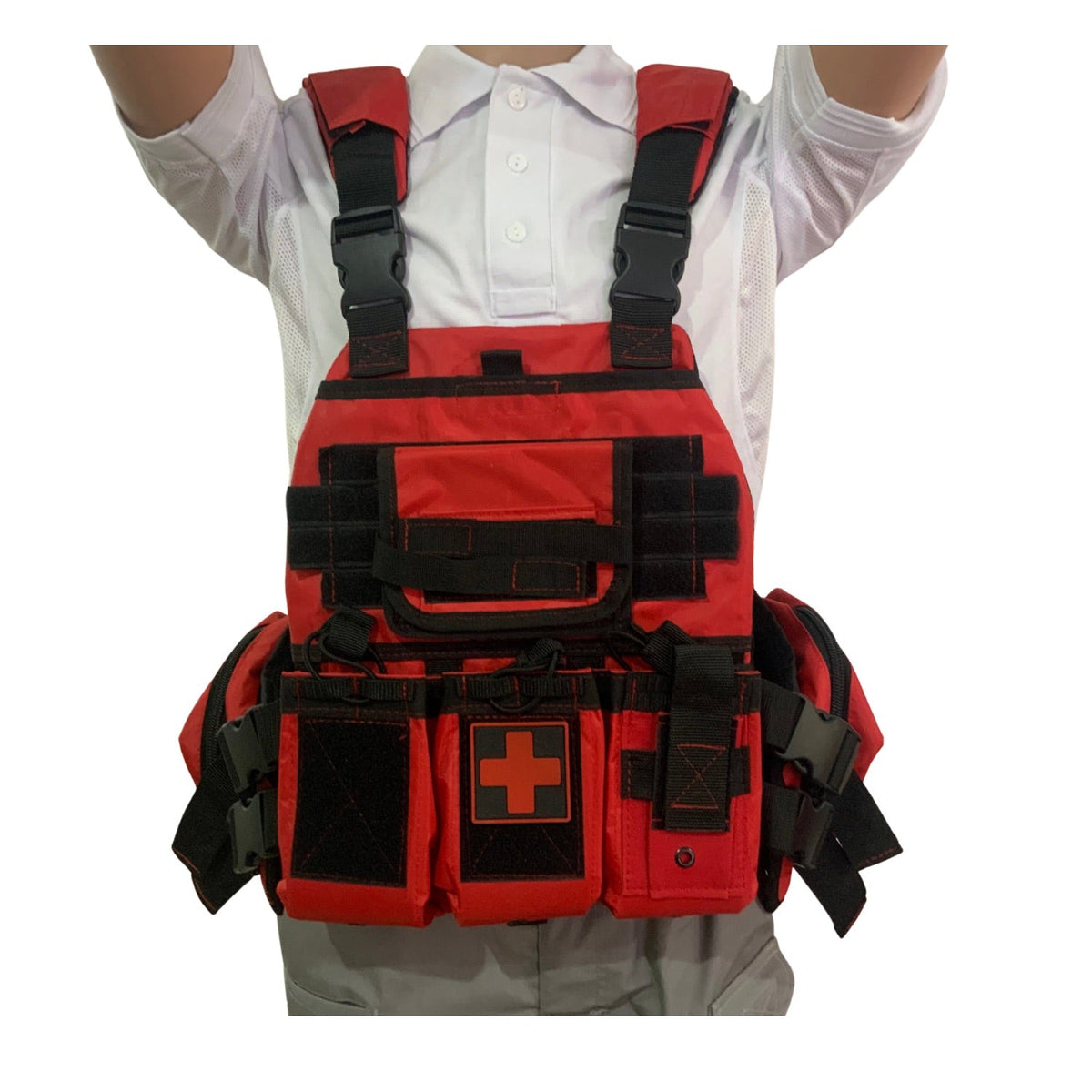 Chaleco paramédico rojo acojinado con compartimentos modulares - foto 6