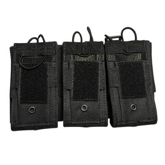 Portacargadores triple MOLLE de nylon con cierre elástico y drenaje