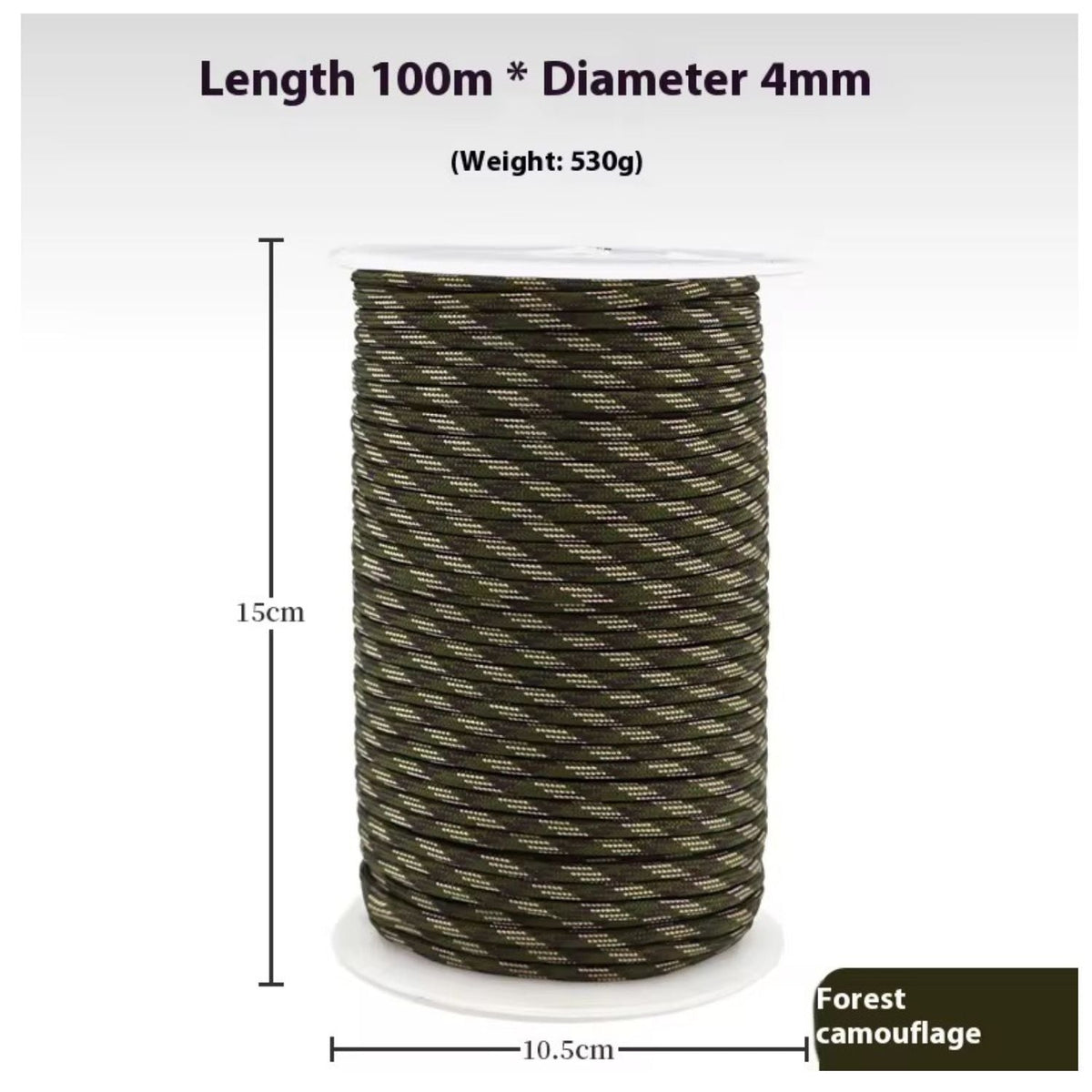 Bobina de paracord táctico de 100 metros y 4 mm para outdoor - foto 2