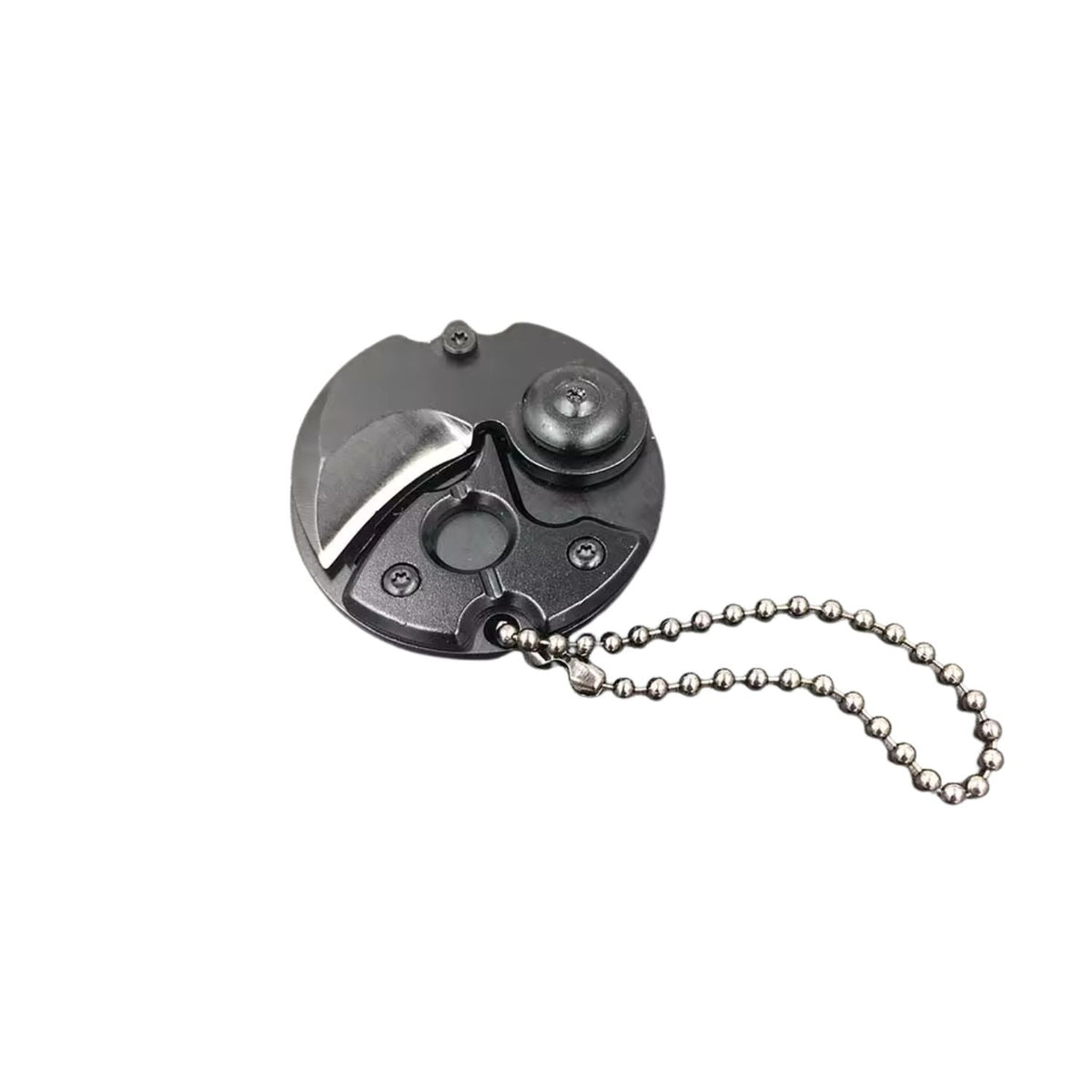 Mini navaja llavero plegable circular de acero inoxidable con cadena