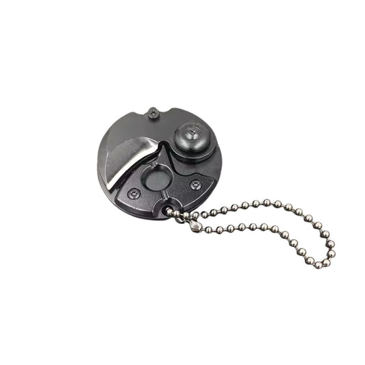 Mini navaja llavero plegable circular de acero inoxidable con cadena