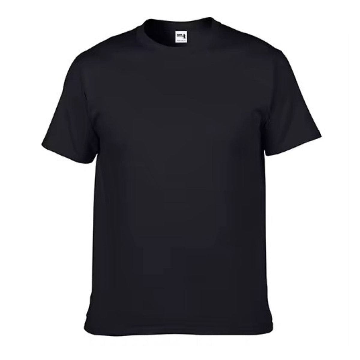 Playera básica unisex de manga corta, cuello redondo, negra