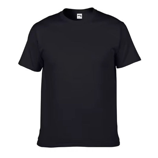 Playera básica unisex de manga corta, cuello redondo, negra