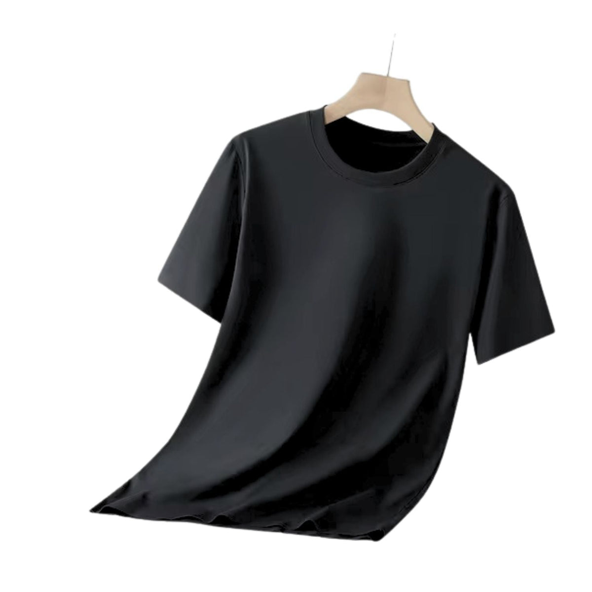 Playera básica unisex de manga corta, cuello redondo, negra - foto 2