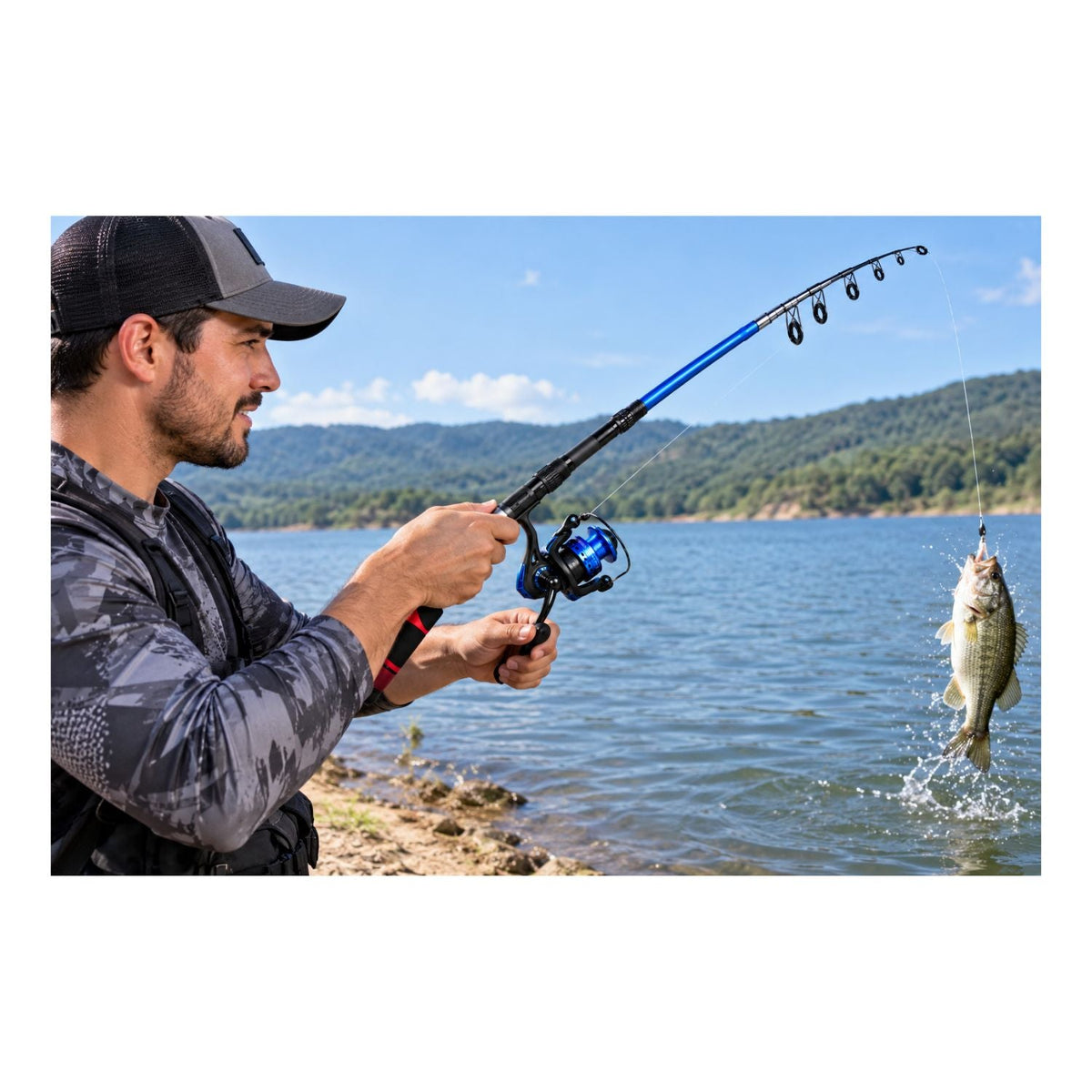 Kit de pesca con caña telescópica de 2 m, carrete, señuelos y maletín rígido - foto 5